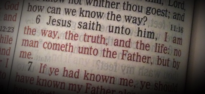 John 14:6 Jesus saith unto him, I am the way, the truth, and the life: no man cometh unto the Father, but by me.
